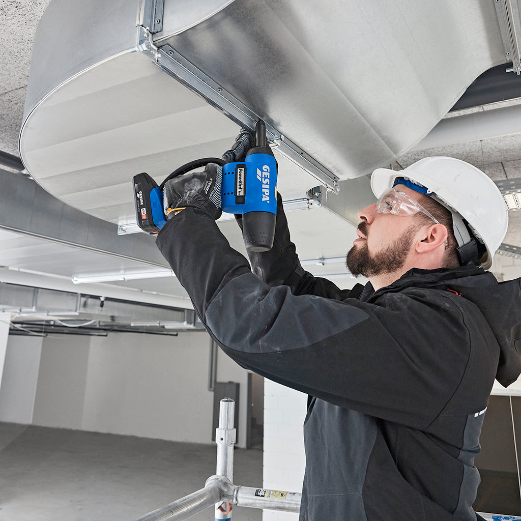 Gesipa Powerbird Pro Gold Cordless Rivet Gun in Action