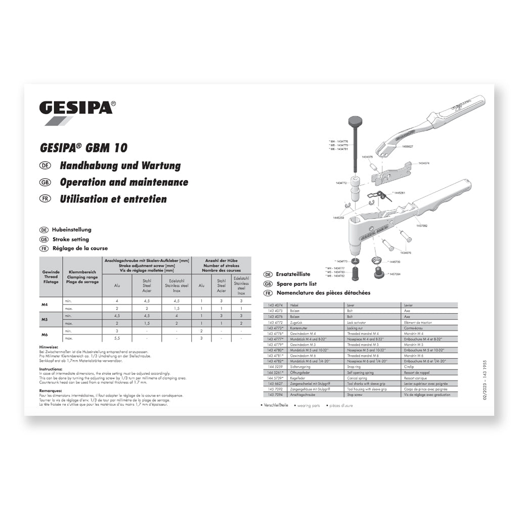 Gesipa® GBM10 Hand Rivnut Tool Kit Buy Online from RivetLab